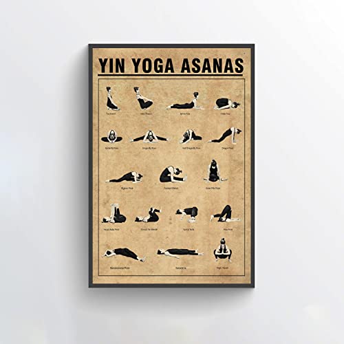 Póster de yoga Yin Yoga Asanas, póster de posturas de yoga, arte de pared, guía de yoga, póster...