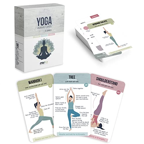 Merka Tarjetas De Posturas De Yoga: Accesorios de Yoga para Principiantes y Maestros, baraja de 50...