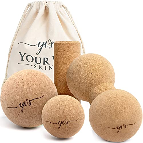 YVS® - Rodillo de Corcho, Set de Yoga Corcho, Rodillos Bolas y cacahuete, Kit Yoga Masaje para...