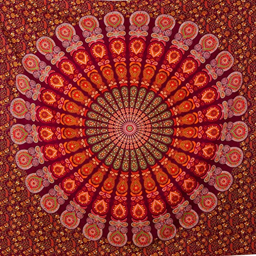 MOMOMUS Tapiz Mandala en Tela Multiuso - Arte Mural 100% Algodón - Ideal como Tapiz de Pared...